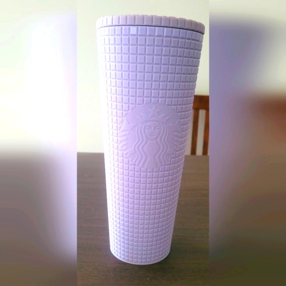 Starbucks.Vtg.Matte lilac grid tumbler 24 Oz cold cup Limited Edition,pr…